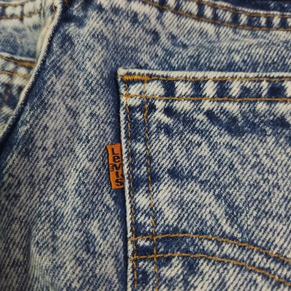 Vintage Levis 550 Acid Wash Jeans USA Made Orange Tab (Tag 31x34) Real 28x33 80s